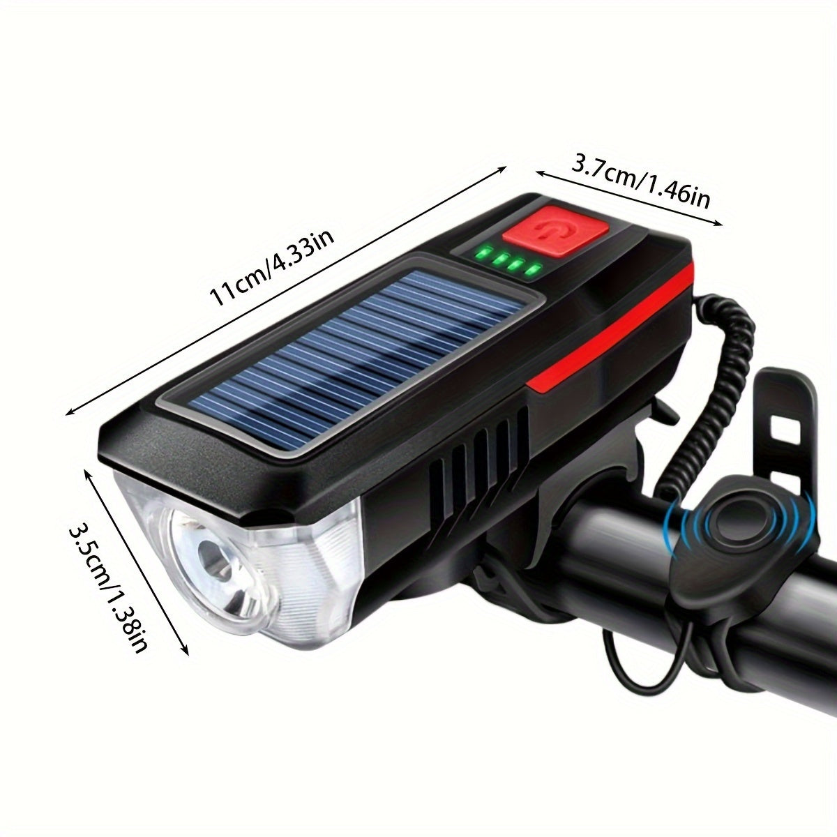 ⚡Luz LED Solar Bicicleta con Bocina | Batería Litio | IPX4 | Energía Limpia | Ideal Ciclistas | NUEVO 🚲