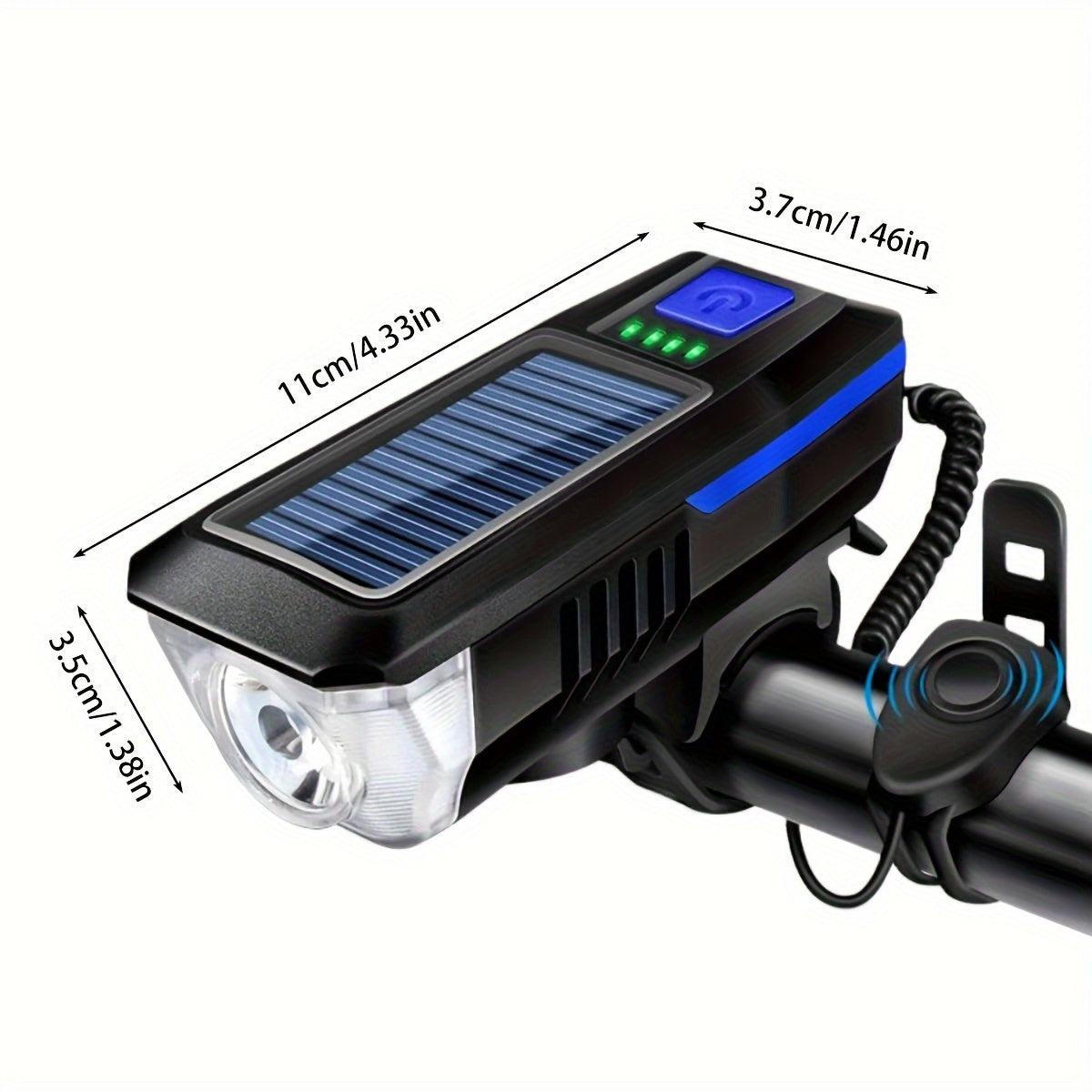 ⚡Luz LED Solar Bicicleta con Bocina | Batería Litio | IPX4 | Energía Limpia | Ideal Ciclistas | NUEVO 🚲