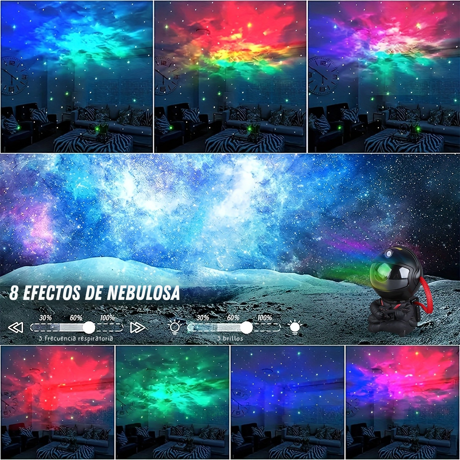 👽 ASTRONAUTA PROYECTOR GALÁCTICO LED / Control Remoto / Regalo Perfecto Decoración 🌟 NUEVO!!!