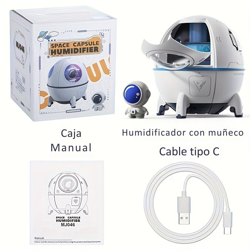 🌟 Humidificador Cápsula Lunar / Aromaterapia + Luz LED / Mini Difusor USB para Casa - Auto/ NUEVO!!!🚀