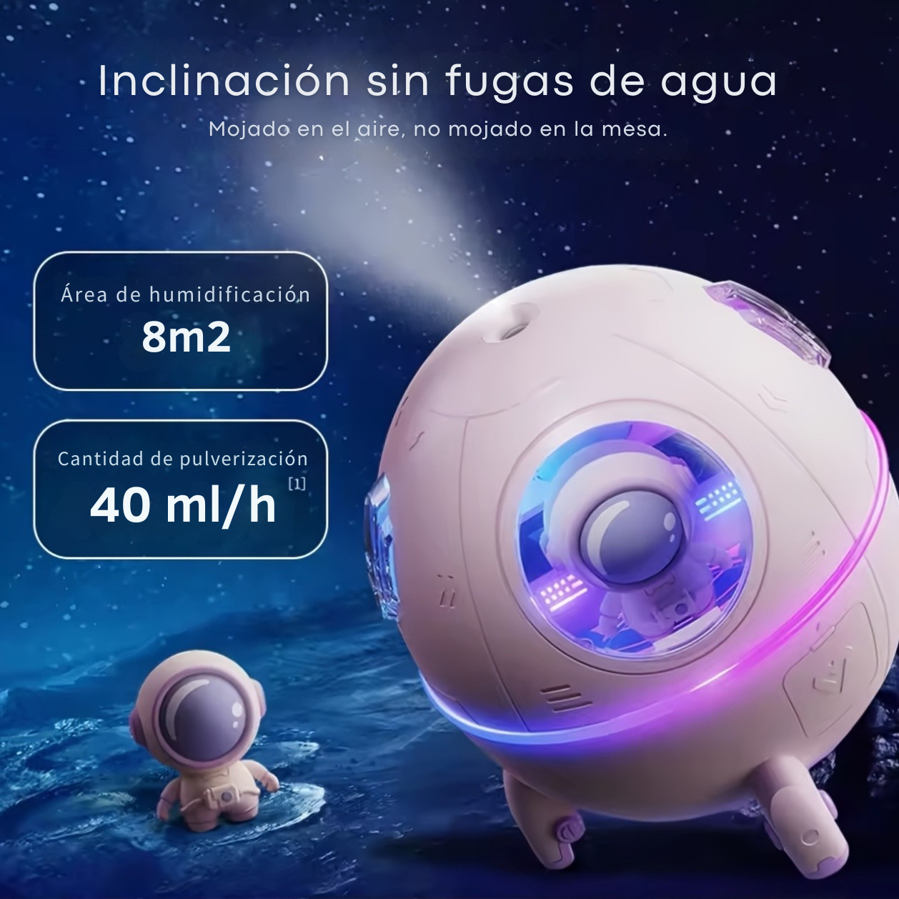🌟 Humidificador Cápsula Lunar / Aromaterapia + Luz LED / Mini Difusor USB para Casa - Auto/ NUEVO!!!🚀