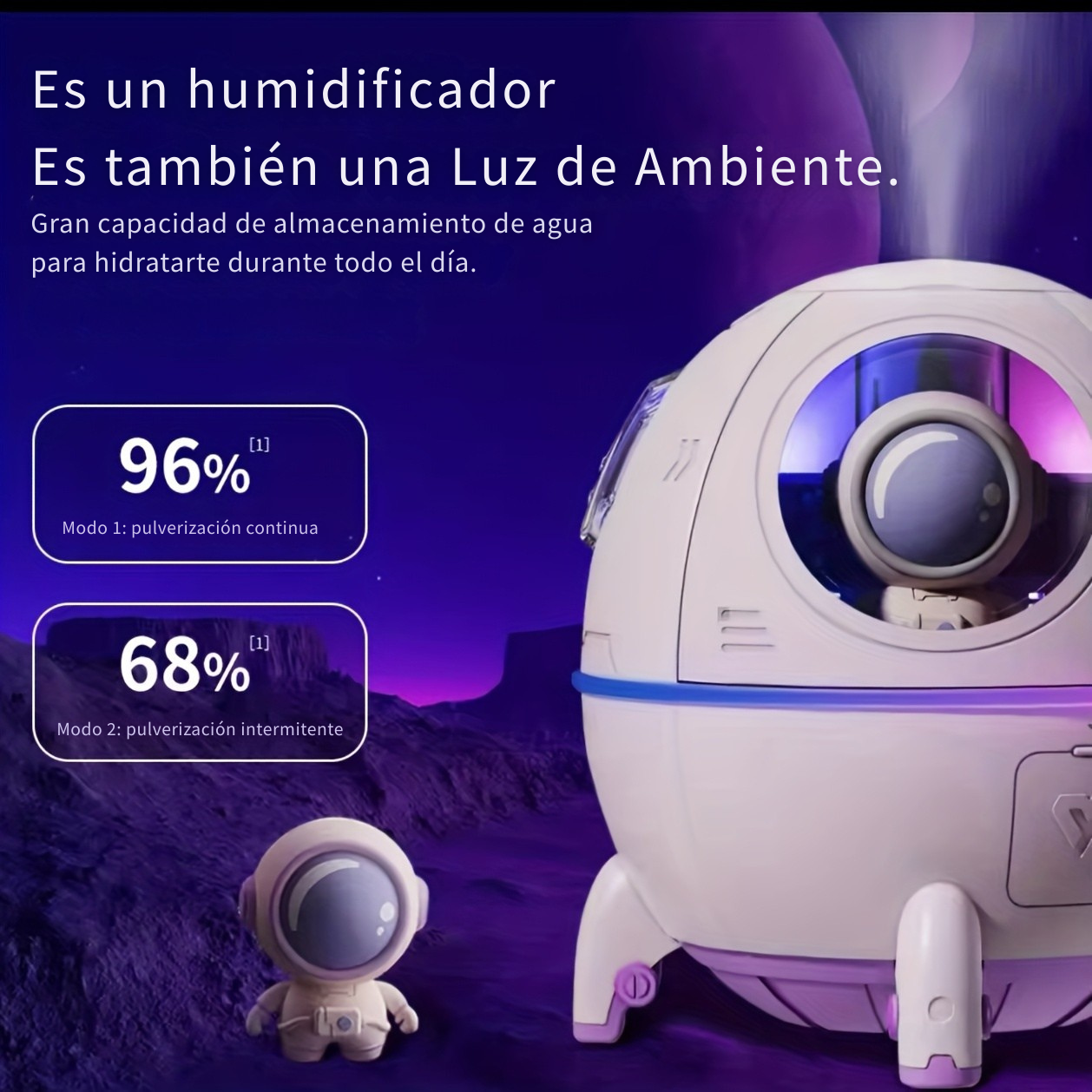 🌟 Humidificador Cápsula Lunar / Aromaterapia + Luz LED / Mini Difusor USB para Casa - Auto/ NUEVO!!!🚀