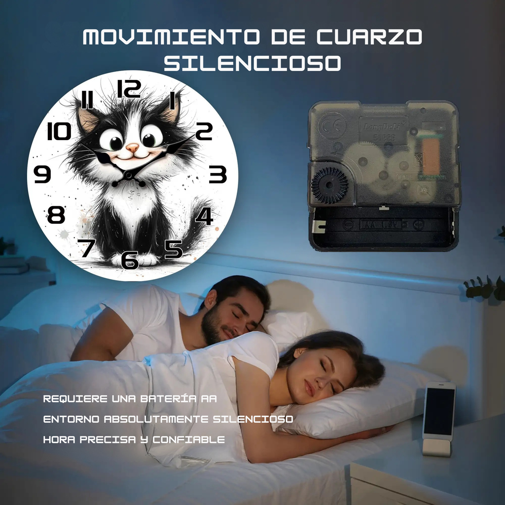 🎯¡OFERTA ESPECIAL!🌟🐱 Reloj de Pared Gatito Adorable / Silencioso y Vintage / Decoración Perfecta + Envío Gratis ✨