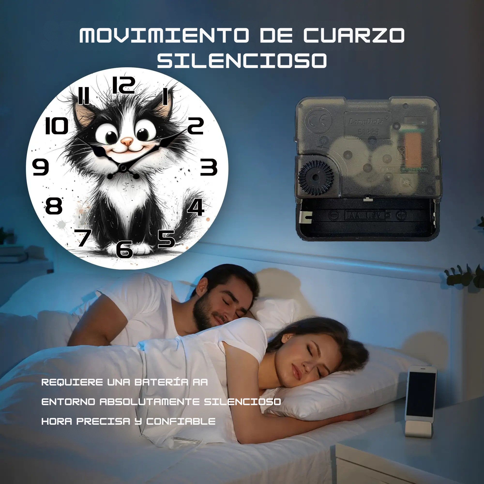 🎯¡OFERTA ESPECIAL!🌟🐱 Reloj de Pared Gatito Adorable / Silencioso y Vintage / Decoración Perfecta + Envío Gratis ✨
