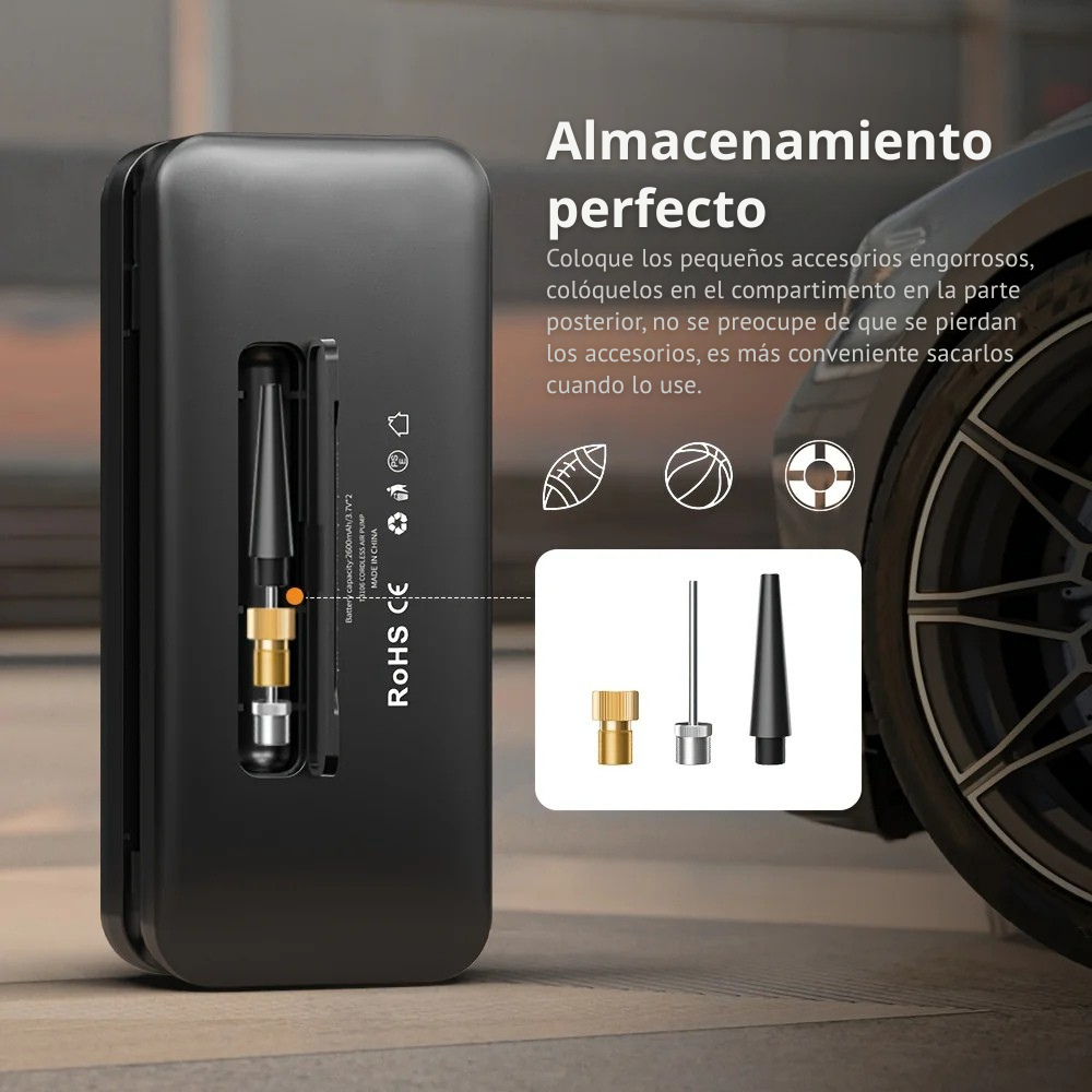 🚗💨 Compresor Aire Portátil CARSUN - Automovil/Moto/Bicicleta - Batería Recargable ⚡📱