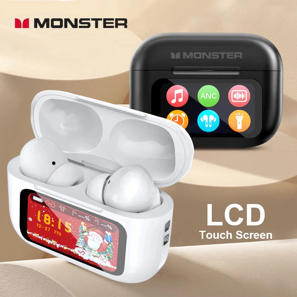 🔊 MONSTER Auriculares Inalámbricos Bluetooth 5.0 | Pantalla LCD Smart | Estéreo HD | Gaming + Deportes |