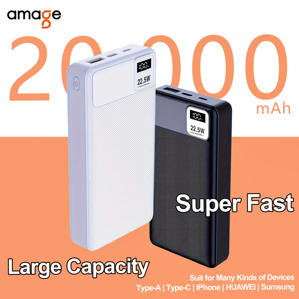🔋Cargador Portátil!!! AMAGE 20000mAh / Batería Externa / Pantalla Digital / Carga Súper Rápida⚡