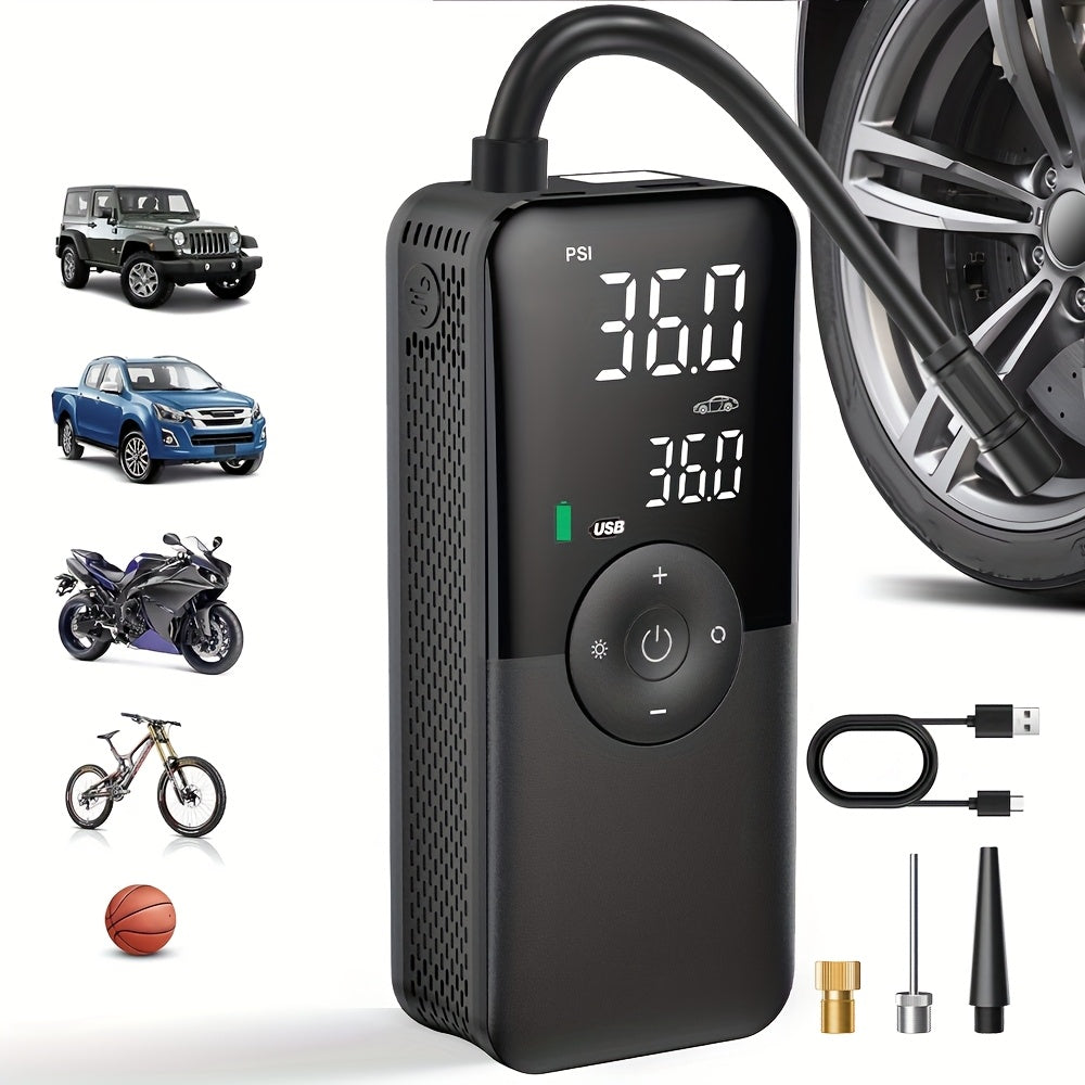 🚗💨 Compresor Aire Portátil CARSUN - Automovil/Moto/Bicicleta - Batería Recargable ⚡📱