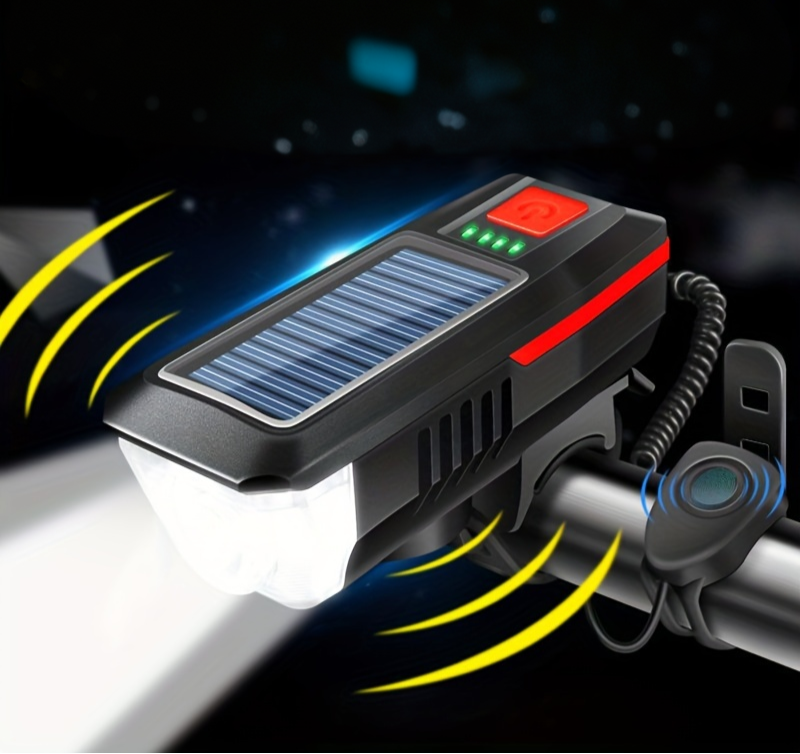 ⚡Luz LED Solar Bicicleta con Bocina | Batería Litio | IPX4 | Energía Limpia | Ideal Ciclistas | NUEVO 🚲