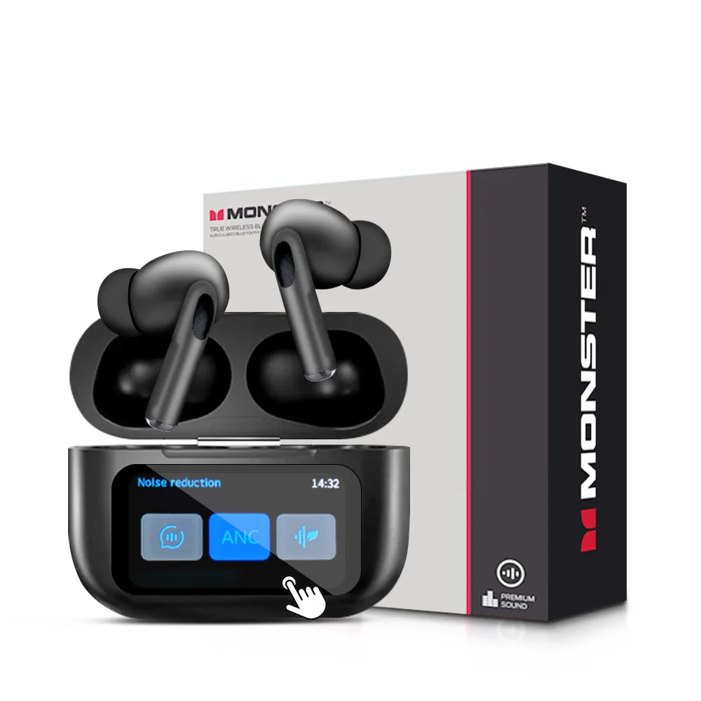 🔊 MONSTER Auriculares Inalámbricos Bluetooth 5.0 | Pantalla LCD Smart | Estéreo HD | Gaming + Deportes |
